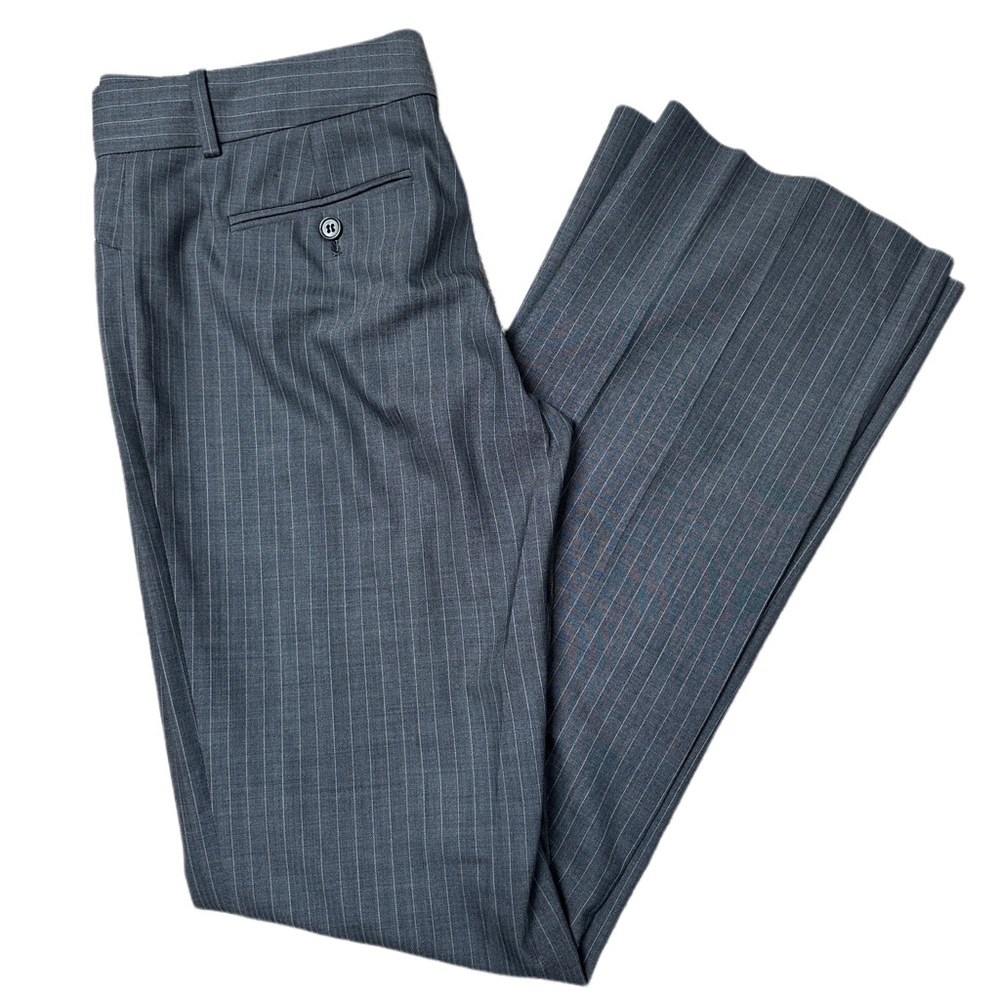 Theory - Max C Tailor Flare Grey Pinstripe Pants | Size: 6